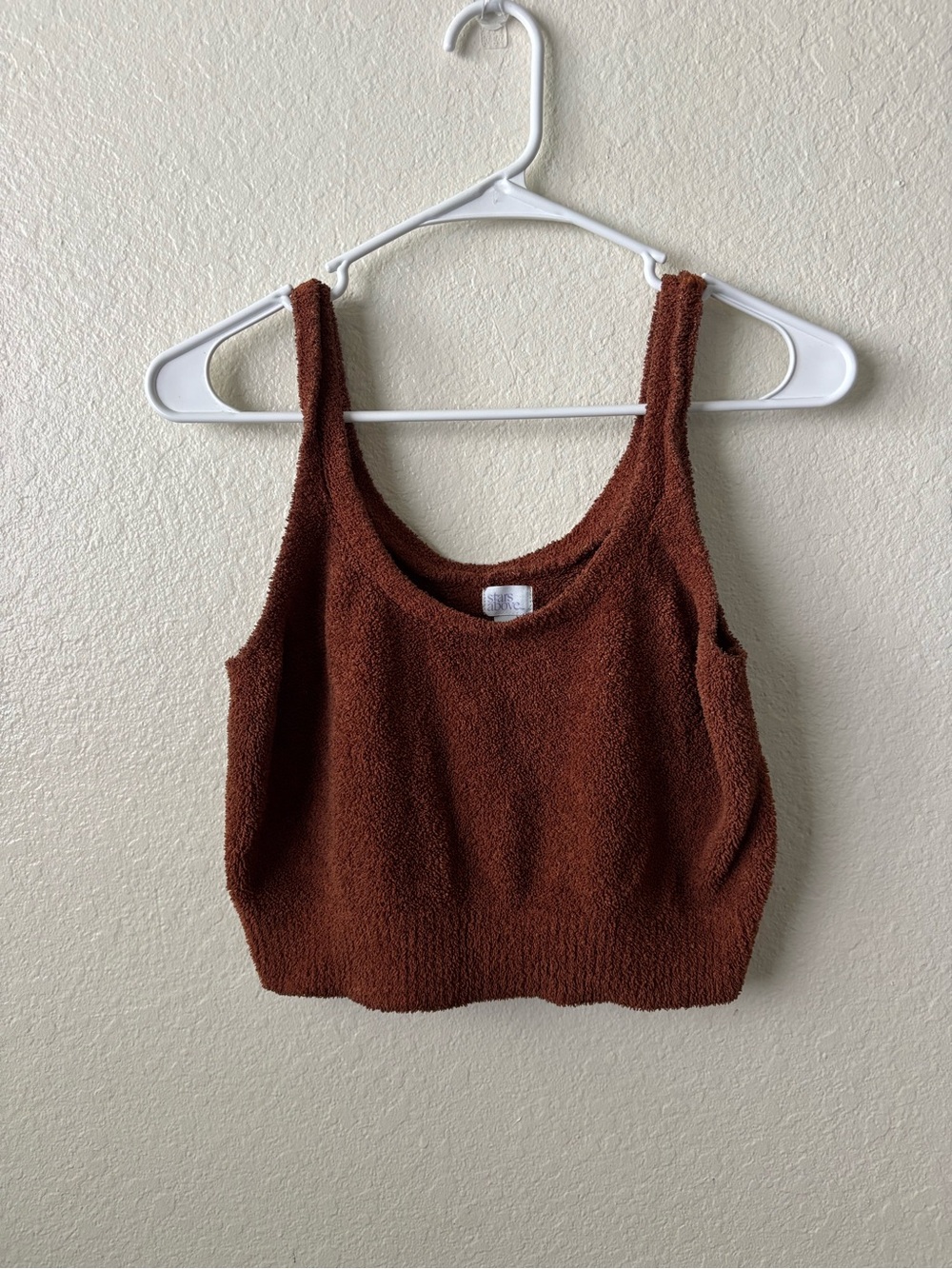 stars above Textured Cropped Tank Top in Brown